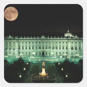 Pegatina Cuadrada España, Madrid, Palacio Real y Plaza de