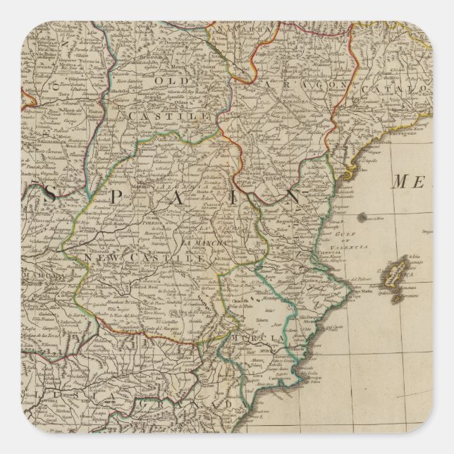 Pegatina Cuadrada España, Portugal (Anverso)