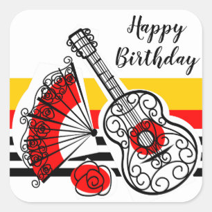 Pegatina Cuadrada España Souvenirs Classic Stripe Birday square