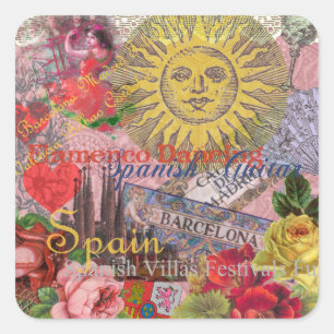 Pegatina Cuadrada España Sunshine español Travel Art