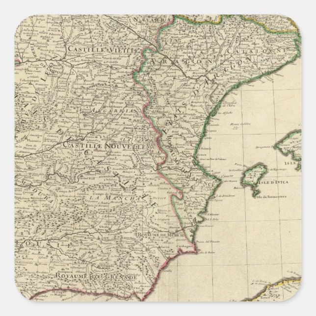 Pegatina Cuadrada España y Portugal (Anverso)