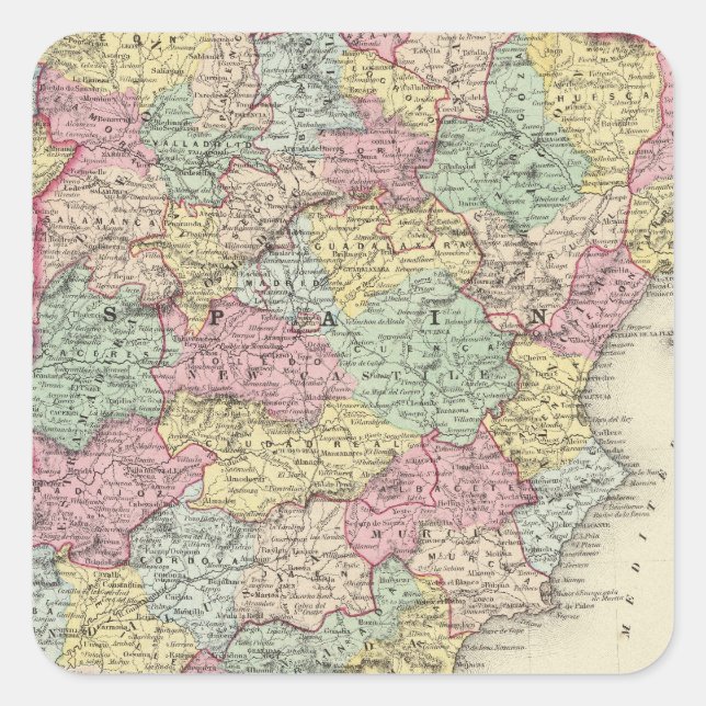Pegatina Cuadrada España Y Portugal 3 (Anverso)