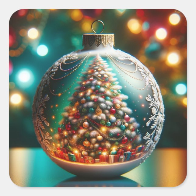 Pegatina Cuadrada Esparkle de vacaciones (Anverso)