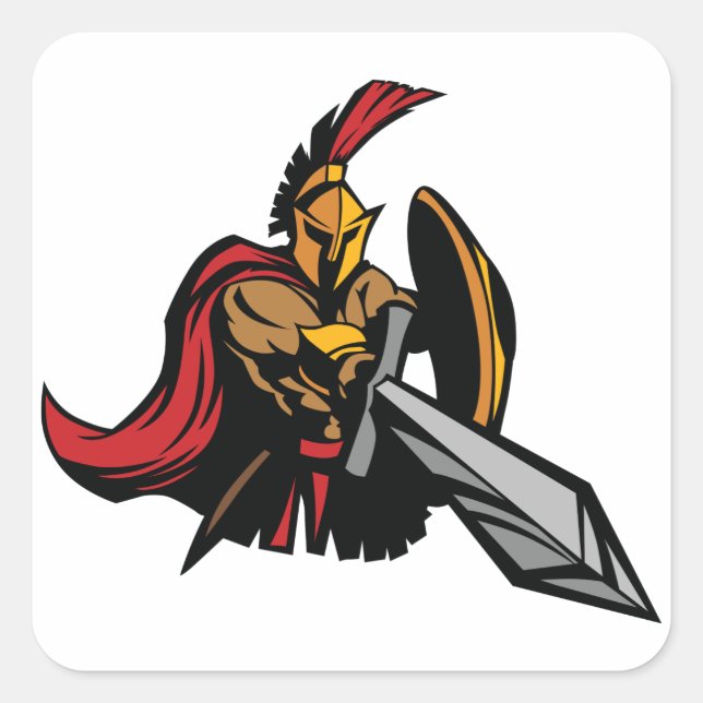 Pegatina Cuadrada Espartano (Anverso)