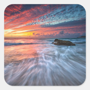 Pegatina Cuadrada Espectacular atardecer  Playa Stone, El