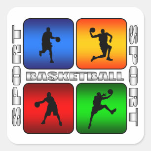 Pegatina Cuadrada Espectacular baloncesto