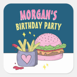 Pegatina Cuadrada Espectacular fiesta de cumpleaños de la hamburgues