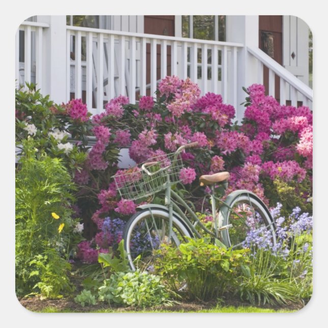 Pegatina Cuadrada Espectacular flor primaveral, antigüedades caprich (Anverso)