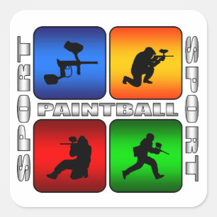 Pegatina Cuadrada Espectacular Paintball