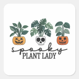 Pegatina Cuadrada Espectacular planta Lady Halloween Monstera Design