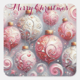 Pegatina Cuadrada Espectaculares adornos de Navidad impresionistas