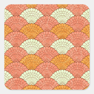 Pegatina Cuadrada Espectáculo de la Shell: Patrones de mar abstracto