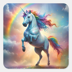 Pegatina Cuadrada Espectro celeste: El arco iris de unicornio