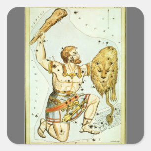 Pegatina Cuadrada Espejo de Urania, Mapa Celeste Antiguo de Astronom