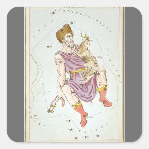 Pegatina Cuadrada Espejo de Urania, Mapa Celeste de Astronomía Antig