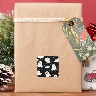 Pegatina Cuadrada Espeluznante estela de estela nublada de Halloween