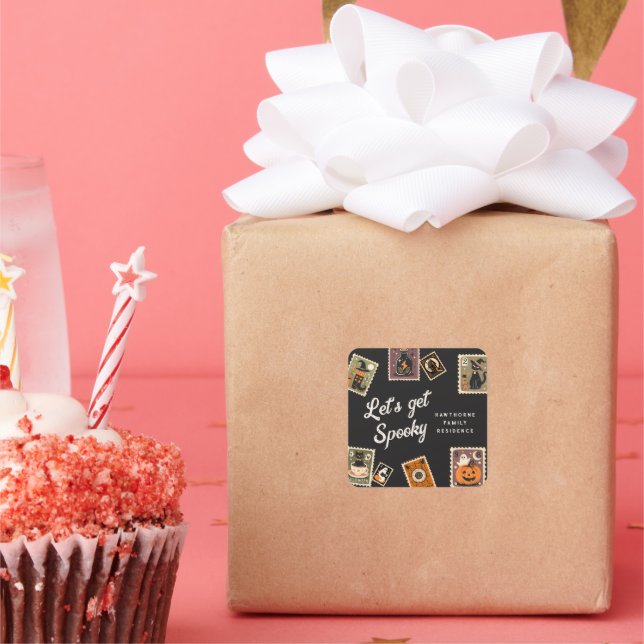 Pegatina Cuadrada Espeluznante fiesta de Halloween con estampado de  (Fiesta)