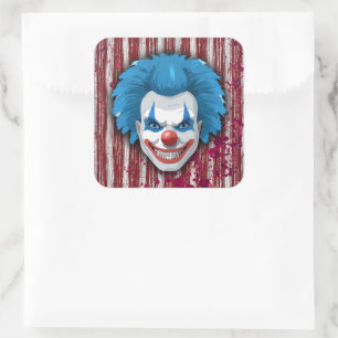 Pegatina Cuadrada Espeluznante Halloween del Carnaval de Payaso