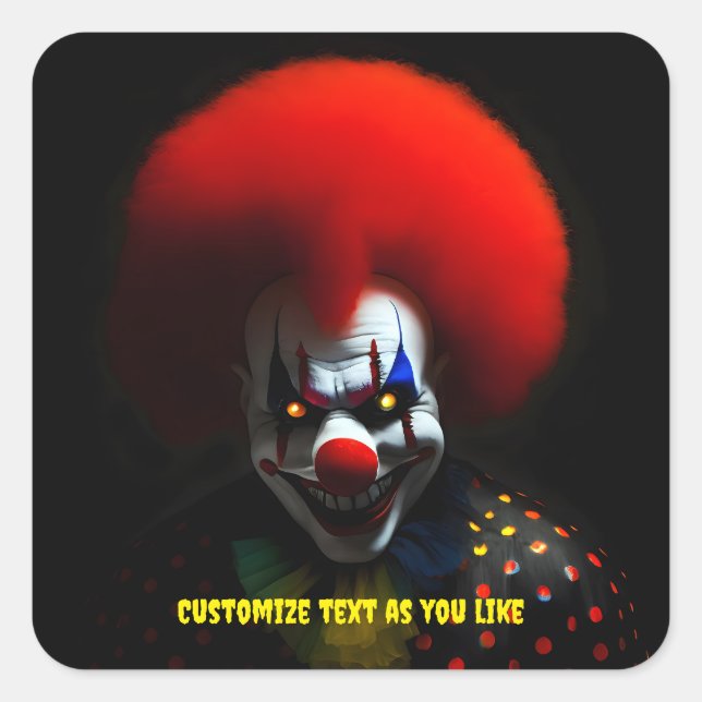 Pegatina Cuadrada Espeluznante payaso Phobia Scary Gag Personalizado (Anverso)