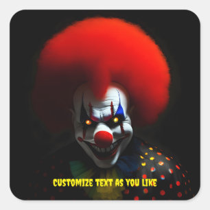 Pegatina Cuadrada Espeluznante payaso Phobia Scary Gag Personalizado