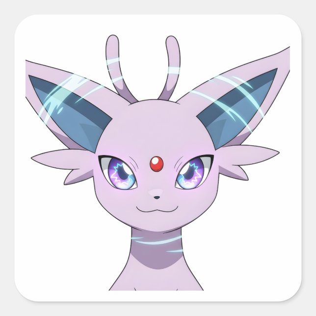 Pegatina Cuadrada Espeon Evolution Púrpura Sticker Pokémon Psíquico  (Anverso)