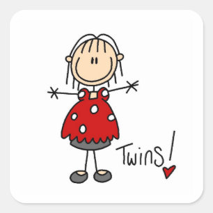 Pegatina Cuadrada Esperando camisetas y regalos para gemelos