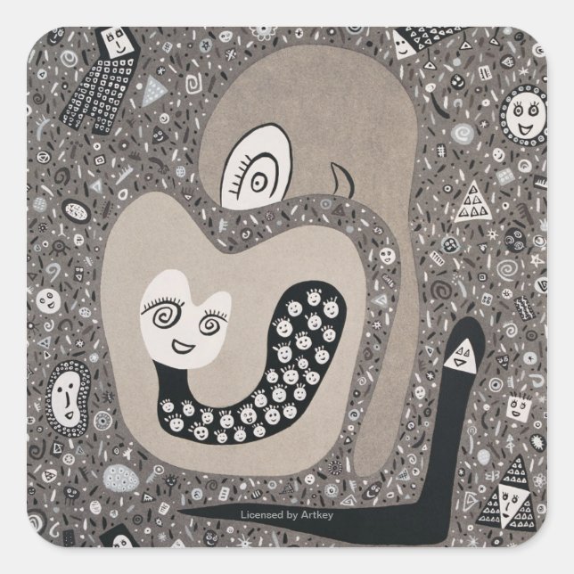 Pegatina Cuadrada Esperando Un Bebé (Anverso)