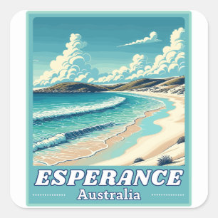 Pegatina Cuadrada Esperanza en Australia Occidental Retro Skyline
