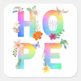 Pegatina Cuadrada Esperanza Inspiradora artística positiva motivacio