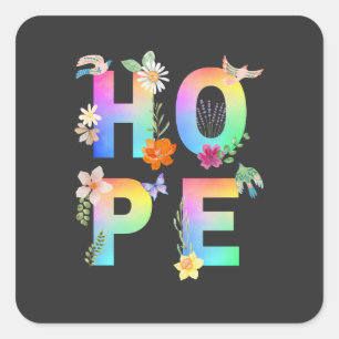 Pegatina Cuadrada Esperanza Inspiradora artística positiva motivacio
