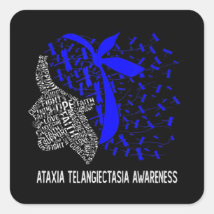 Pegatina Cuadrada Esperanza lucha contra Ataxia Telangiectasia Camis