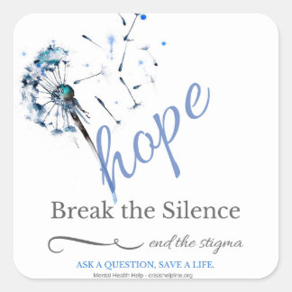 Pegatina Cuadrada Esperanza por enfermedad mental - Pegatinas de Dan
