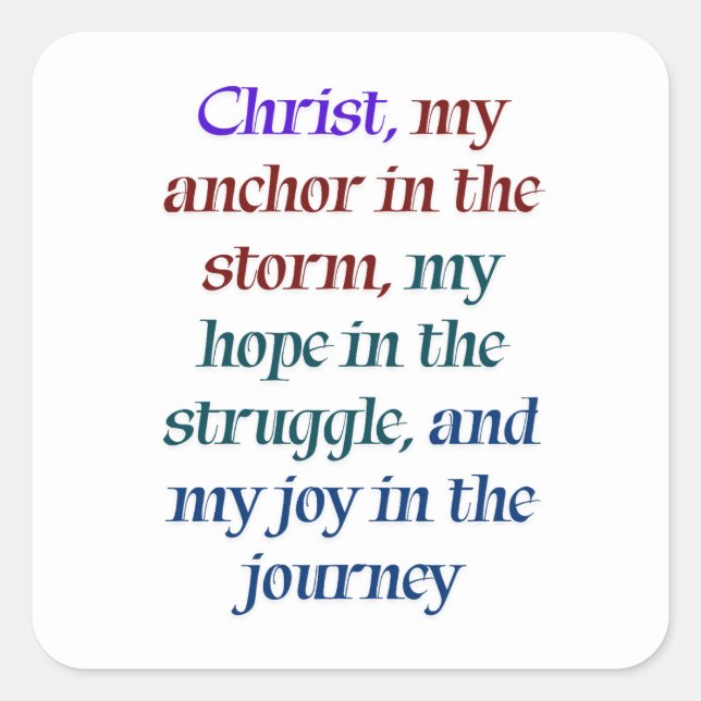 Pegatina Cuadrada Esperanza y alegría en Cristo (Anverso)