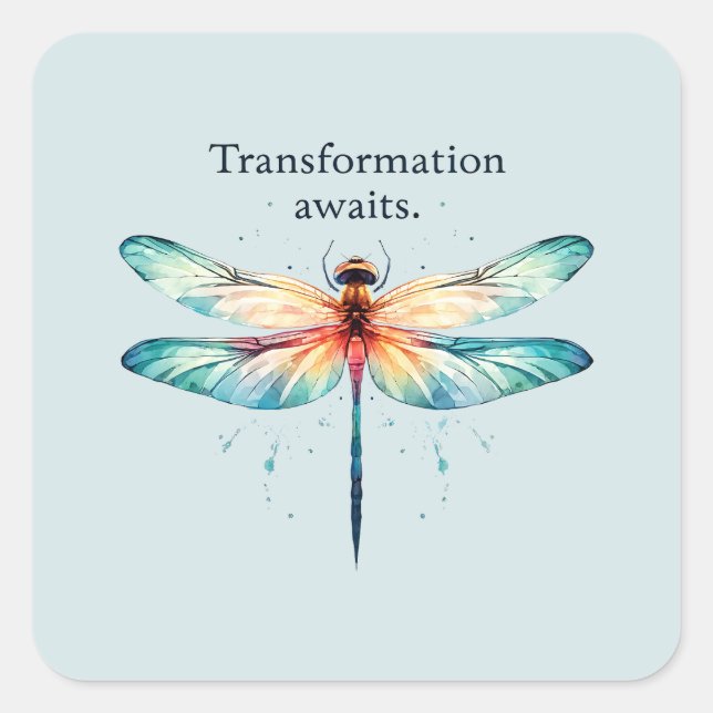 Pegatina Cuadrada Esperanzas de transformación - Dragonfly artístico (Anverso)