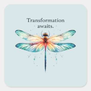 Pegatina Cuadrada Esperanzas de transformación - Dragonfly artístico