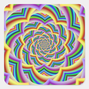 Pegatina Cuadrada Espiral de chevron curvada colorida
