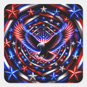 Pegatina Cuadrada Espiral de la Visión Americana – Águila Patriótica