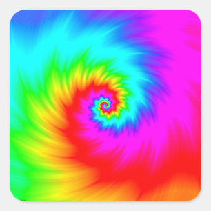 Pegatina Cuadrada Espiral del arcoiris digital