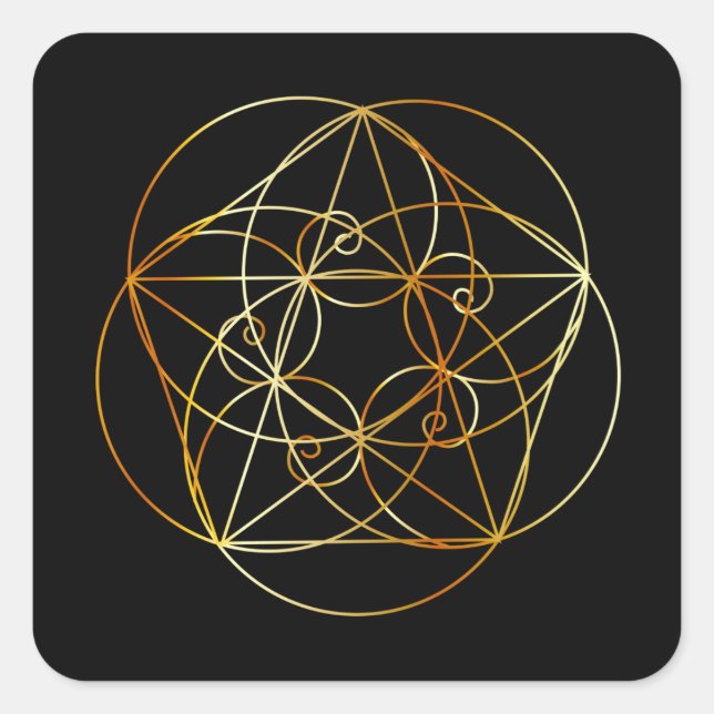 Pegatina Cuadrada Espiral fibonacci - La geometría sagrada (Anverso)