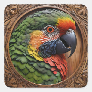 Pegatina Cuadrada Espíritu Australiano: Un Lorikeet Encaramado En Ma