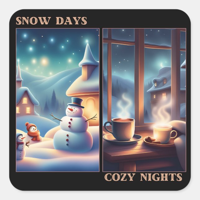 Pegatina Cuadrada Espíritu de copo de nieve (Anverso)