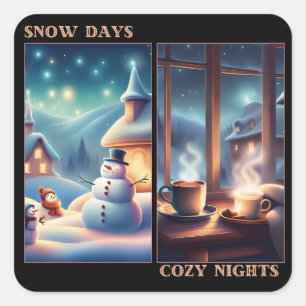 Pegatina Cuadrada Espíritu de copo de nieve