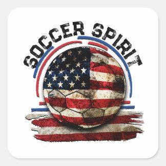 Pegatina Cuadrada Espíritu de fútbol Estados Unidos, fútbol nacional