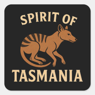 Pegatina Cuadrada Espíritu de Tasmania - Tipografía de tilacino vint