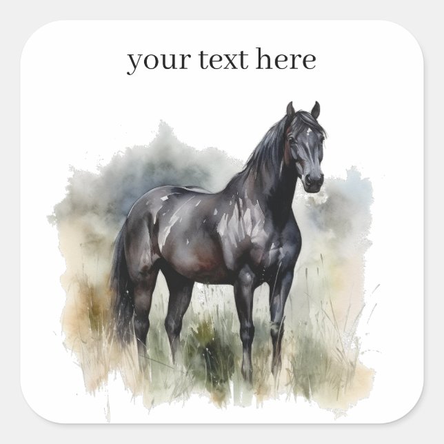 Pegatina Cuadrada Espíritu del semental salvaje, personalizado (Anverso)