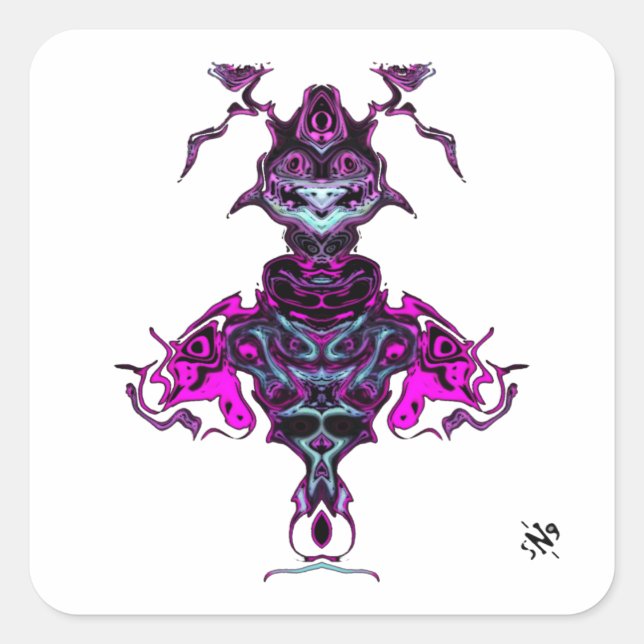 Pegatina Cuadrada Espíritu (o pollo muy raro) v1 (Anverso)