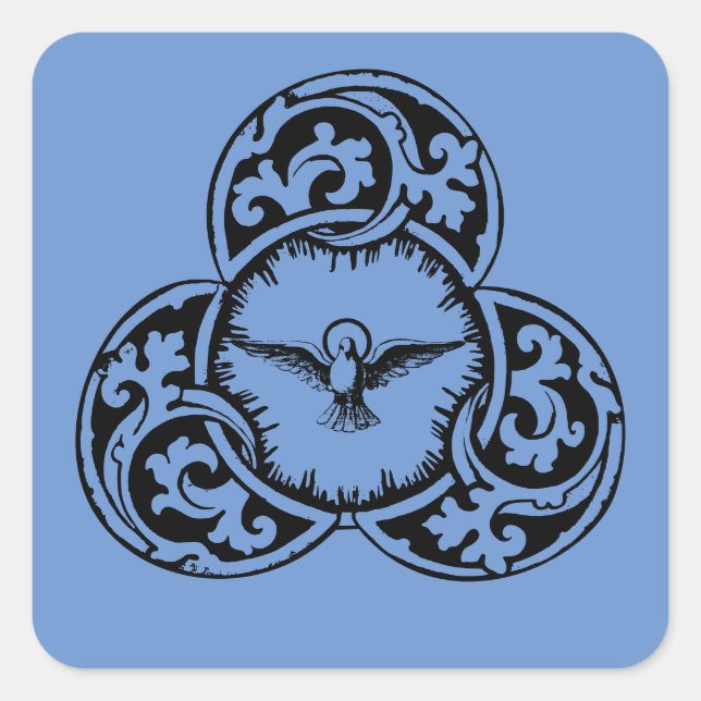 Pegatina Cuadrada Espíritu Santo Doble símbolo cristiano (Anverso)
