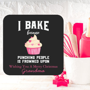 Pegatina Cuadrada Espíritus de repostería rosados y negros brillante