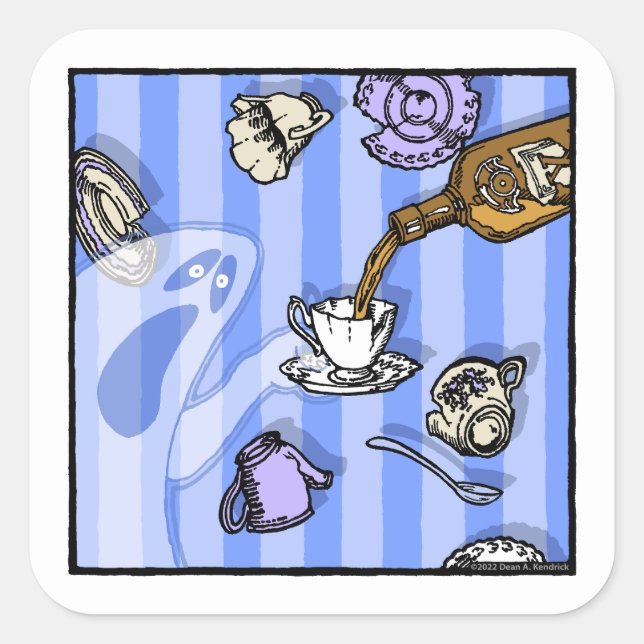 Pegatina Cuadrada Espíritus - Gótico pop pesadilla Personalizado sur (Anverso)