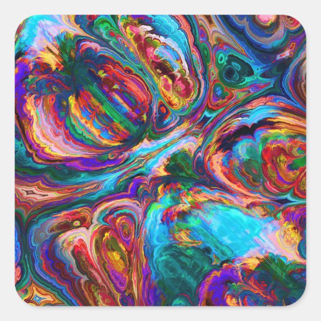 Pegatina Cuadrada Esplandor moderno de pinturas (Anverso)